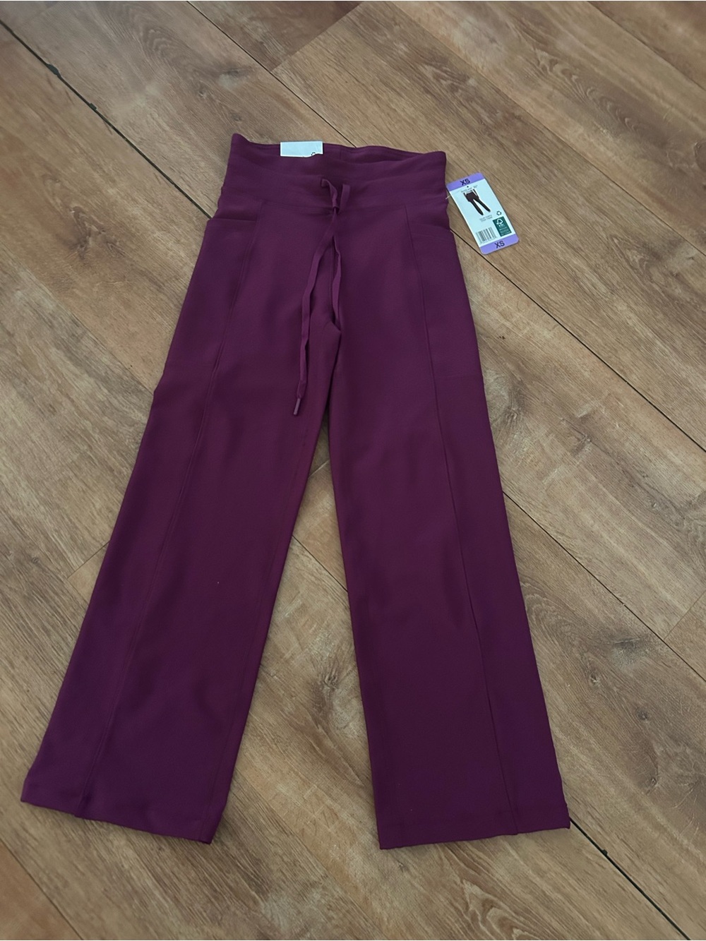 Kids Wide-Leg Drawstring Leggings in Plum